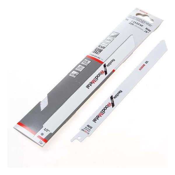 Bosch Reciprozaagblad metaal en hout lang S 1122 VF 225mm blister van 5 zaagjes Bosch Reciprozaagblad metaal en hout lang S 1122 VF 225mm blister van 5 zaagjes