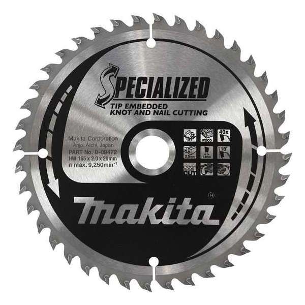 Makita B-09416 Specialized Cirkelzaagblad - 185 x 30 x 20T - Hout (Met nagels) / Gasbeton Makita B-09416 Specialized Cirkelzaagblad - 185 x 30 x 20T - Hout (Met nagels) / Gasbeton