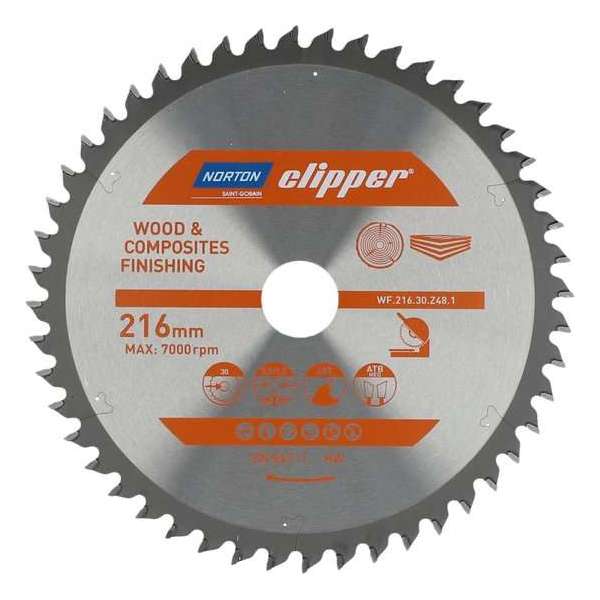 Norton Clipper Hout en Composiet - Verstekzaagbladen ATB Neg Norton Clipper Hout en Composiet - Verstekzaagbladen ATB Neg