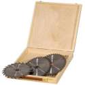 zaagbladen in kist hout 160mm met asgat 20mm