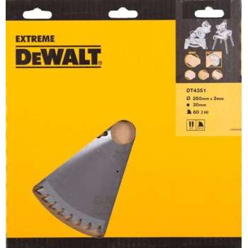 DeWalt DT4351 Extreme Cirkelzaagblad - 250 x 30 x 60T - Hout