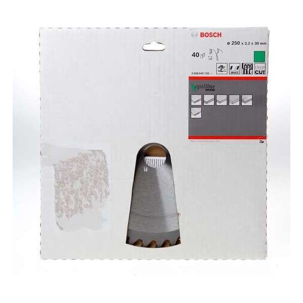 Bosch - Cirkelzaagblad Optiline Wood 250 x 30 x 3,2 mm, 40 Bosch - Cirkelzaagblad Optiline Wood 250 x 30 x 3,2 mm, 40