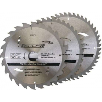 TCT cirkelzaagblad, 24, 40, 48 tanden, 3 pk.