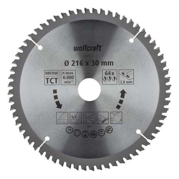 Wolfcraft HM-zaagblad 216 x 30 x 2,8 mm Wolfcraft HM-zaagblad 216 x 30 x 2,8 mm