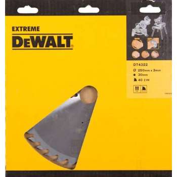 DeWalt DT4322 Extreme Cirkelzaagblad - 250 x 30 x 40T - Hout / MDF
