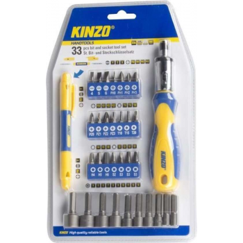 Kinzo 33 Pc schroevendraaier gereedschapset chroom vanadium magnetische gemakkelijke greep populaire bits