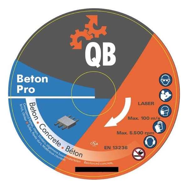 Diamant zaagblad QB Beton-Pro Ø350 asgat 20mm - slijpschijf Diamant zaagblad QB Beton-Pro Ø350 asgat 20mm - slijpschijf