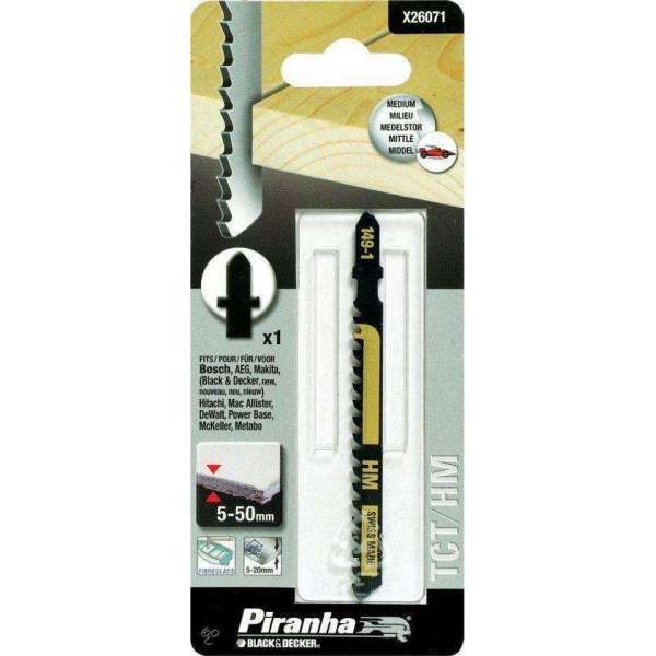 Piranha Decoupeerzaagblad Fiberglas, recht, HM tanden, 20 T-Aansluiting X26071 Piranha Decoupeerzaagblad Fiberglas, recht, HM tanden, 20 T-Aansluiting X26071