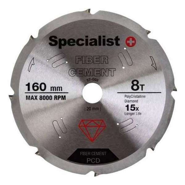 Fiber Cement Cirkelzaagblad 160x20mm 8T ''Specialist+'' Fiber Cement Cirkelzaagblad 160x20mm 8T ''Specialist+''