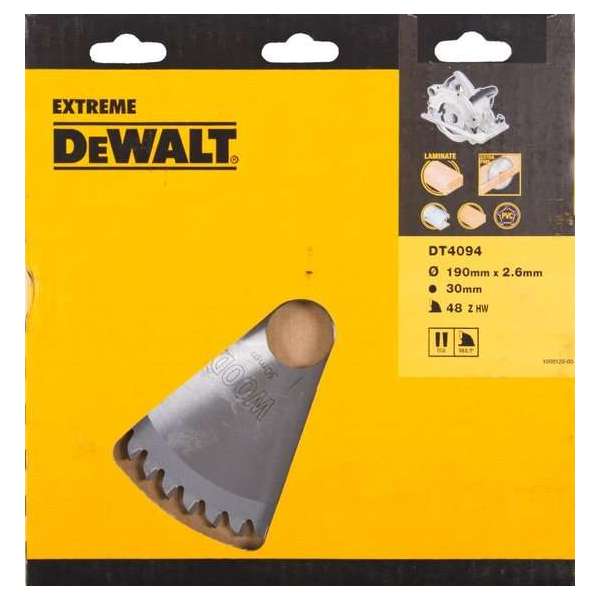 DeWALT DT4094 Cirkelzaagblad 190x30mm 48T TCG Extra fijn afwerking