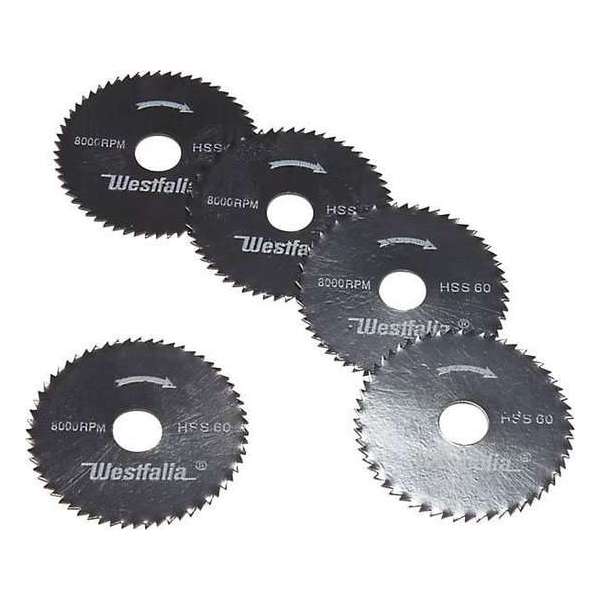 Westfalia Zaagblad set 5 stuks HSS / 60 Z mini cirkelzaagmachines Westfalia Zaagblad set 5 stuks HSS / 60 Z mini cirkelzaagmachines