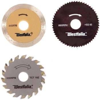 Westfalia Zaagblad set 3 stuks voor mini cirkelzaagmachines