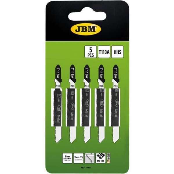 JBM Tools 5 zaagjes T118A DECOUEERZAAGBLADEN VOOR METAAL HSS Sluiting JBM Tools 5 zaagjes T118A DECOUEERZAAGBLADEN VOOR METAAL HSS Sluiting