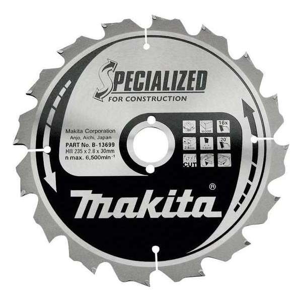 Makita B-13683 Zaagb bouw 190x30x3,0 12T 20g Makita B-13683 Zaagb bouw 190x30x3,0 12T 20g