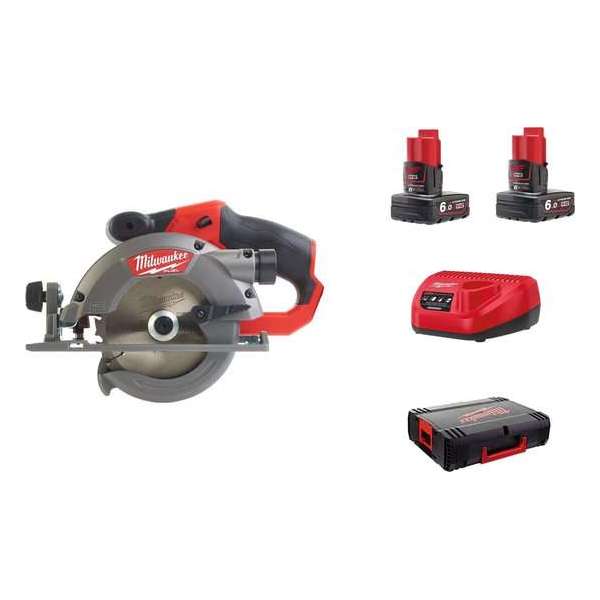 Milwaukee M12 CCS44-602X 12V Li-Ion Accu cirkelzaag set (2x 6.0Ah accu) in HD Box - 140mm - koolborstelloos Milwaukee M12 CCS44-602X 12V Li-Ion Accu cirkelzaag set (2x 6.0Ah accu) in HD Box - 140mm - koolborstelloos