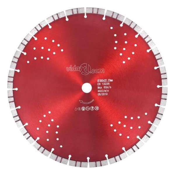 vidaXL Diamantzaagblad met turbo en gaten 350 mm staal VDXL_143235 vidaXL Diamantzaagblad met turbo en gaten 350 mm staal VDXL_143235