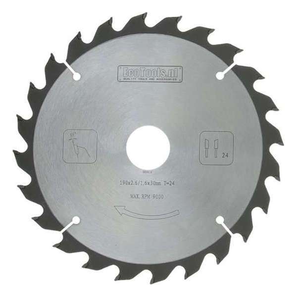 HM Cirkelzaagblad - 190 x 2,6 x 30 24T - Rond asgat HM Cirkelzaagblad - 190 x 2,6 x 30 24T - Rond asgat