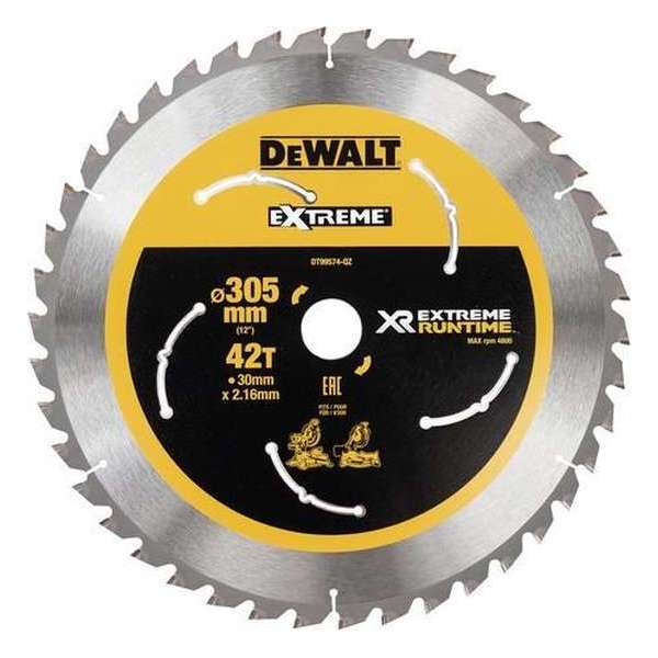 DeWALT DT99574 XR Cirkelzaagblad 305x30mm 42T DeWALT DT99574 XR Cirkelzaagblad 305x30mm 42T