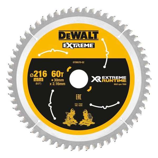 DeWALT DT99570 XR Cirkelzaagblad 216x30mm 60T DeWALT DT99570 XR Cirkelzaagblad 216x30mm 60T