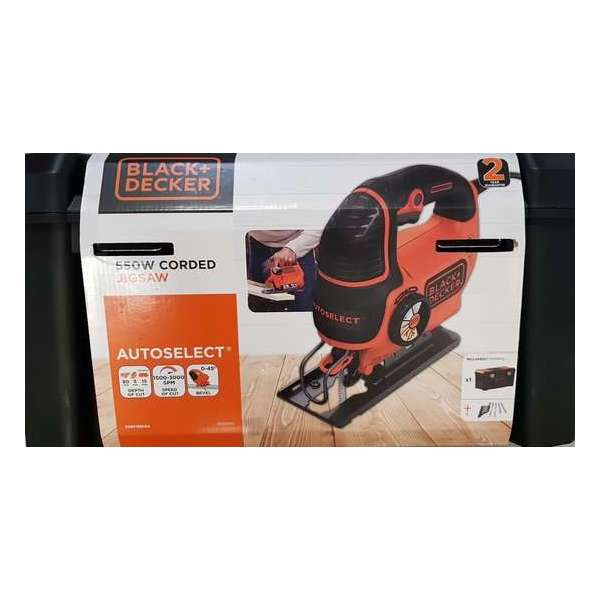 Black + Decker KS801SEK5A-QS decoupeerzaag, 550 W, zaagdiepte, 5 mm metaal & 80 mm, hout, 5 messen, in gereedschapskist Black + Decker KS801SEK5A-QS decoupeerzaag, 550 W, zaagdiepte, 5 mm metaal & 80 mm, hout, 5 messen, in gereedschapskist