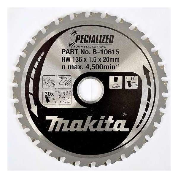 Makita B-10615 Zaagb staal 136x20x1,5 30T 0g Makita B-10615 Zaagb staal 136x20x1,5 30T 0g