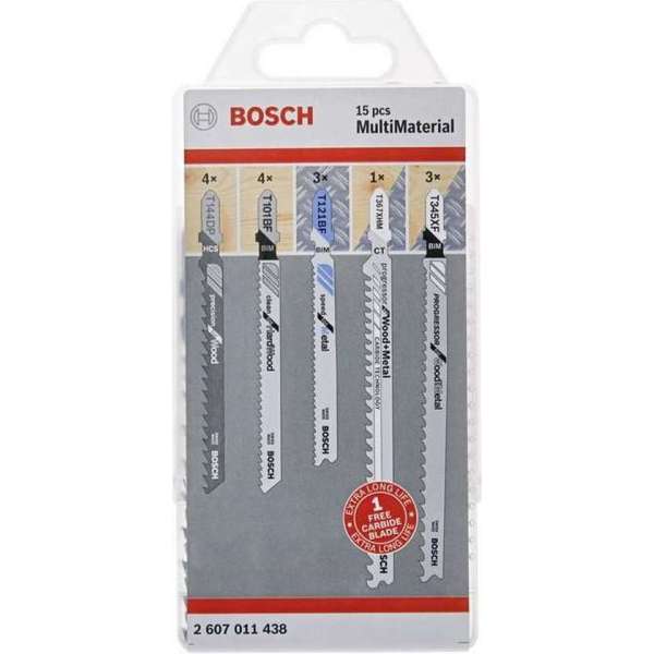 Bosch Accessories 2607011438 JSB, multi-materiaalpakket, 15-delig 15 stuk(s) Bosch Accessories 2607011438 JSB, multi-materiaalpakket, 15-delig 15 stuk(s)