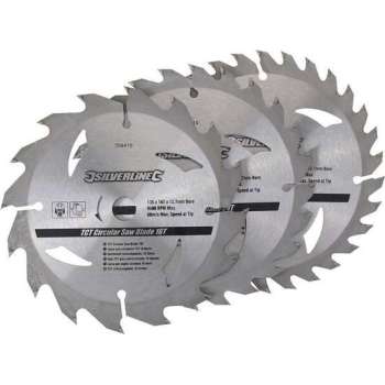 Silverline Tct Cirkelzaagblad, 16, 24, 30 Tanden, 3 Stuks (135 X 12,7 - 10 mm Ringen)