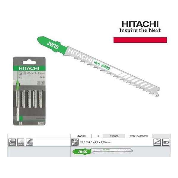Hitachi Decoupeerzaagbladen JW10 blister van 5 bladen Hitachi Decoupeerzaagbladen JW10 blister van 5 bladen