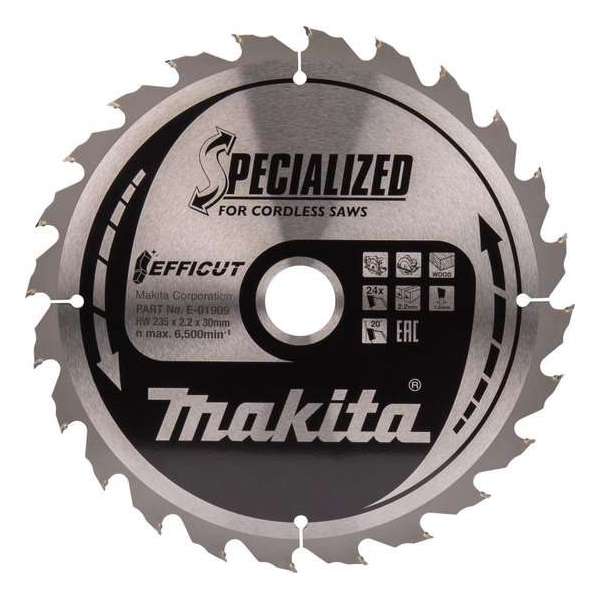 Makita Cirkelzaagblad Hout Efficut 235x30x2,2 24T 20g Makita Cirkelzaagblad Hout Efficut 235x30x2,2 24T 20g