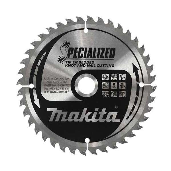 Makita B-09503 Specialized Cirkelzaagblad - 190 x 30 x 40T - Hout (Met nagels) Makita B-09503 Specialized Cirkelzaagblad - 190 x 30 x 40T - Hout (Met nagels)