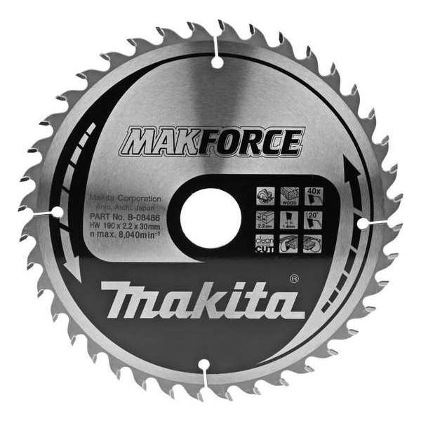 Makita B-08486 Makforce Cirkelzaagblad - 190 x 30 x 40T - Hout Makita B-08486 Makforce Cirkelzaagblad - 190 x 30 x 40T - Hout