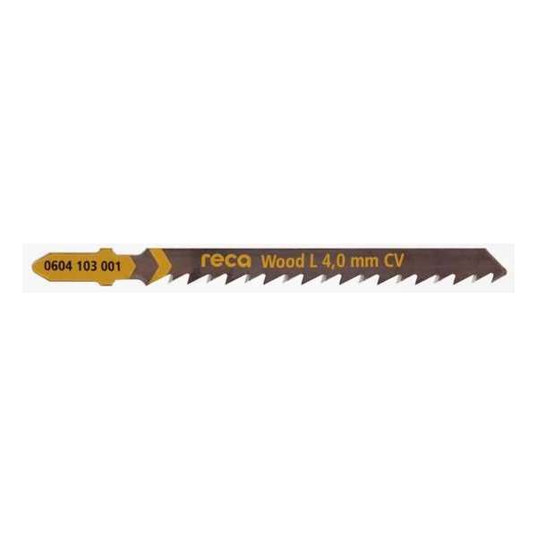 Reca Decoupeerzaagblad L CV - Hout - 4,0mm - 100/75 mm voor zacht hout en MDF 5 - 50 mm (10 stuks) Reca Decoupeerzaagblad L CV - Hout - 4,0mm - 100/75 mm voor zacht hout en MDF 5 - 50 mm (10 stuks)
