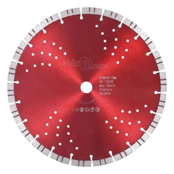 vidaXL Diamantzaagblad met turbo en gaten 300 mm staal VDXL_143232 vidaXL Diamantzaagblad met turbo en gaten 300 mm staal VDXL_143232