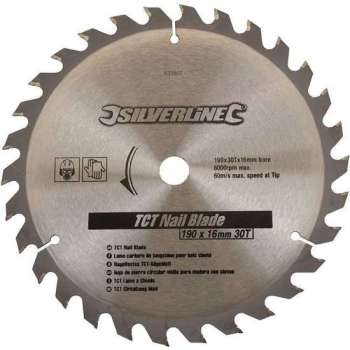 Silverline Tct Spijker Cirkelzaagblad, 30 Tanden (190 X 16 mm - Geen Ringen)