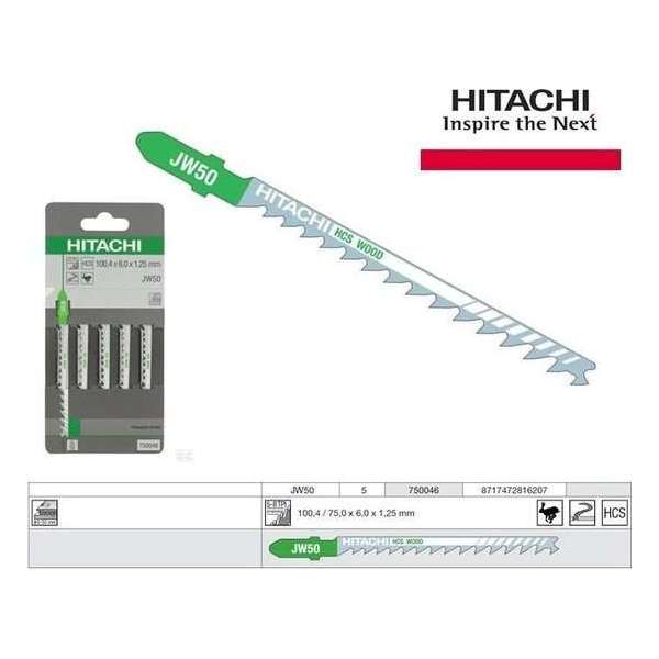 Hitachi Decoupeerzaagbladen JW50 blister van 5 bladen Hitachi Decoupeerzaagbladen JW50 blister van 5 bladen