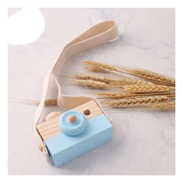 1pc houten modecamera - montessori-speelgoed voor kinderen - blauwe camera [blauwe camera]