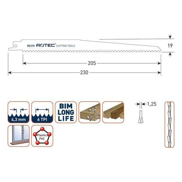 Reciprozaagblad RC270 / S1111DF set 5 stuks Reciprozaagblad RC270 / S1111DF set 5 stuks