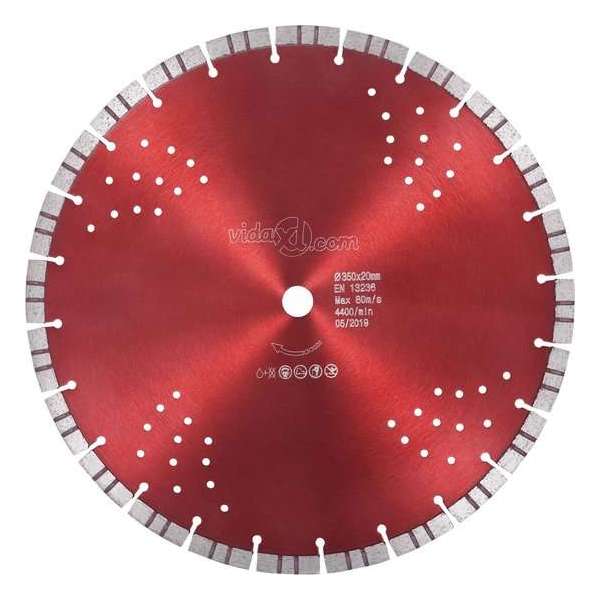 vidaXL Diamantzaagblad met turbo en gaten 350 mm staal VDXL_143234 vidaXL Diamantzaagblad met turbo en gaten 350 mm staal VDXL_143234