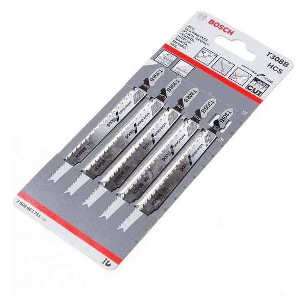 Bosch Decoupeerzaagblad Extra Clean for Wood T 308 B blister van 5 zaagjes Bosch Decoupeerzaagblad Extra Clean for Wood T 308 B blister van 5 zaagjes