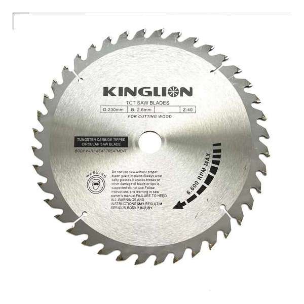 KINGLION zaagblad - Zaagblad hout - 230 x 22,23mm - Cirkelzagen - 40 tanden - hardmetalen - Incl. reductiering 19,8mm KINGLION zaagblad - Zaagblad hout - 230 x 22,23mm - Cirkelzagen - 40 tanden - hardmetalen - Incl. reductiering 19,8mm