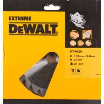 DeWALT DT4026 Cirkelzaagblad ATB 165x20mm 24T Universeel