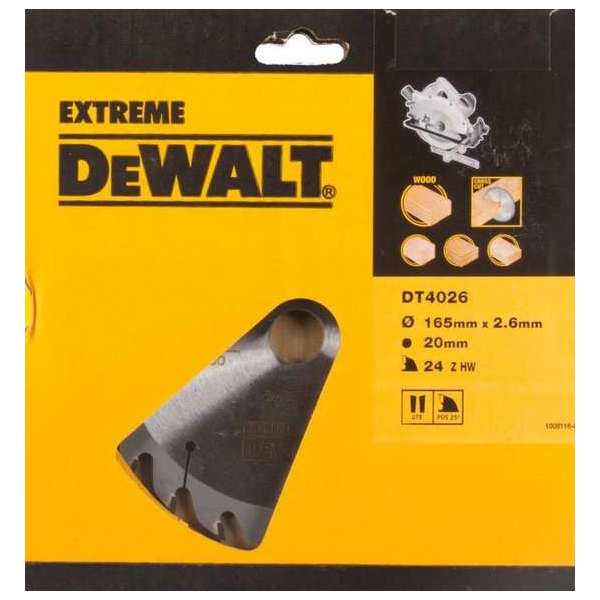 DeWALT DT4026 Cirkelzaagblad ATB 165x20mm 24T Universeel