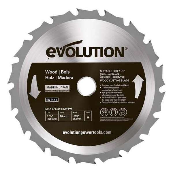 EVOLUTION - Evolution zaagblad hout 185 mm - DIA 185 MM - 24 T EVOLUTION - Evolution zaagblad hout 185 mm - DIA 185 MM - 24 T