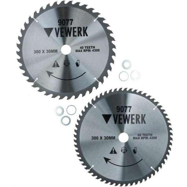 TCT cirkelzaagblad 300 mm 2-stuks 40 + 60 tands TCT cirkelzaagblad 300 mm 2-stuks 40 + 60 tands