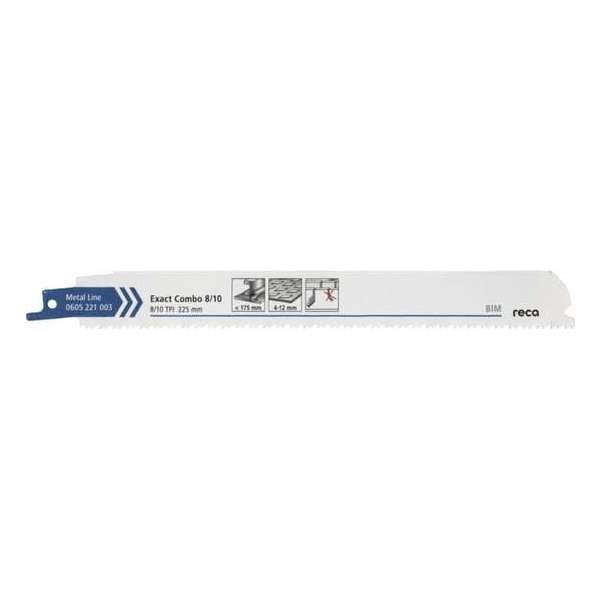 Reca Reciprozaagblad metaal Exact Combo 8/10 225 mm BiM Dikke platen (4-12 mm), ook voor glas (10 stuks) Reca Reciprozaagblad metaal Exact Combo 8/10 225 mm BiM Dikke platen (4-12 mm), ook voor glas (10 stuks)