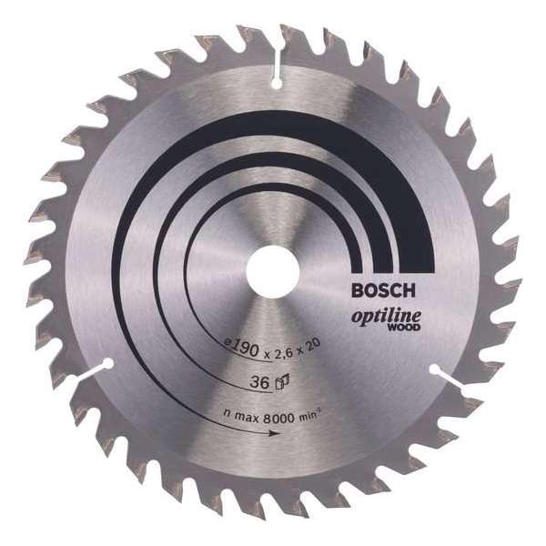 Bosch - Cirkelzaagblad Optiline Wood 190 x 20/16 x 2,6 mm, 36 Bosch - Cirkelzaagblad Optiline Wood 190 x 20/16 x 2,6 mm, 36
