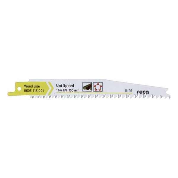 Reca Reciprozaagblad hout Uni Speed 150 mm BiM alle houtsoorten en kunststof minder trilling (10 stuks) Reca Reciprozaagblad hout Uni Speed 150 mm BiM alle houtsoorten en kunststof minder trilling (10 stuks)