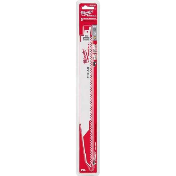 Milwaukee 48005027 Reciprozaagblad - 300 x 5TPI - Hout/Hout met spijkers (5st) Milwaukee 48005027 Reciprozaagblad - 300 x 5TPI - Hout/Hout met spijkers (5st)