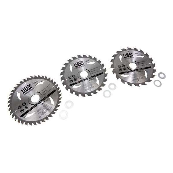3 Delige 184 mm Profi Cirkelzaagbladenset Met Verloopringen 3 Delige 184 mm Profi Cirkelzaagbladenset Met Verloopringen