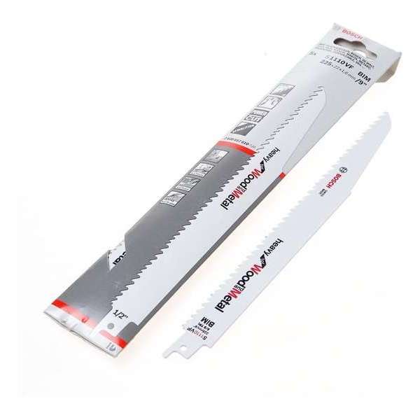 Bosch Reciprozaagblad metaal en hout lang power S 1110 VF 225mm blister van 5 bladen Bosch Reciprozaagblad metaal en hout lang power S 1110 VF 225mm blister van 5 bladen
